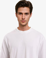 Men's White Casual Oversized Fit Solid Half Sleeves Tshirt