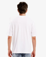 Men's White Casual Oversized Fit Solid Half Sleeves Tshirt
