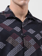 Men's Black Casual Printed Full Sleeves Shirt