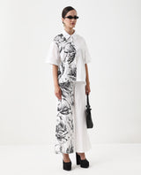 Women's White Casual Printed Half Sleeves Shirt