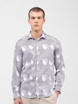 Men's White Casual Printed Full Sleeves Shirt
