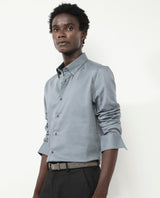 Men's Grey Formal Regular Fit Solid Full Sleeves Shirt