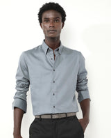 Men's Grey Formal Regular Fit Solid Full Sleeves Shirt