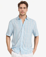 Men's Blue Casual Regular Fit Printed Half Sleeves Shirt