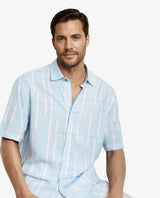 Men's Blue Casual Regular Fit Printed Half Sleeves Shirt