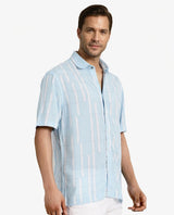 Men's Blue Casual Regular Fit Printed Half Sleeves Shirt