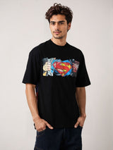 Men's Black Casual Oversized Fit Printed Half Sleeves Tshirt