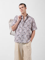 Men's Beige Casual Solid Half Sleeves Shirt