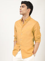 Men's Gold Casual Regular Fit Solid Full Sleeves Shirt