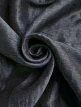 Women's Linen Black Saree with Blouse Piece Saree