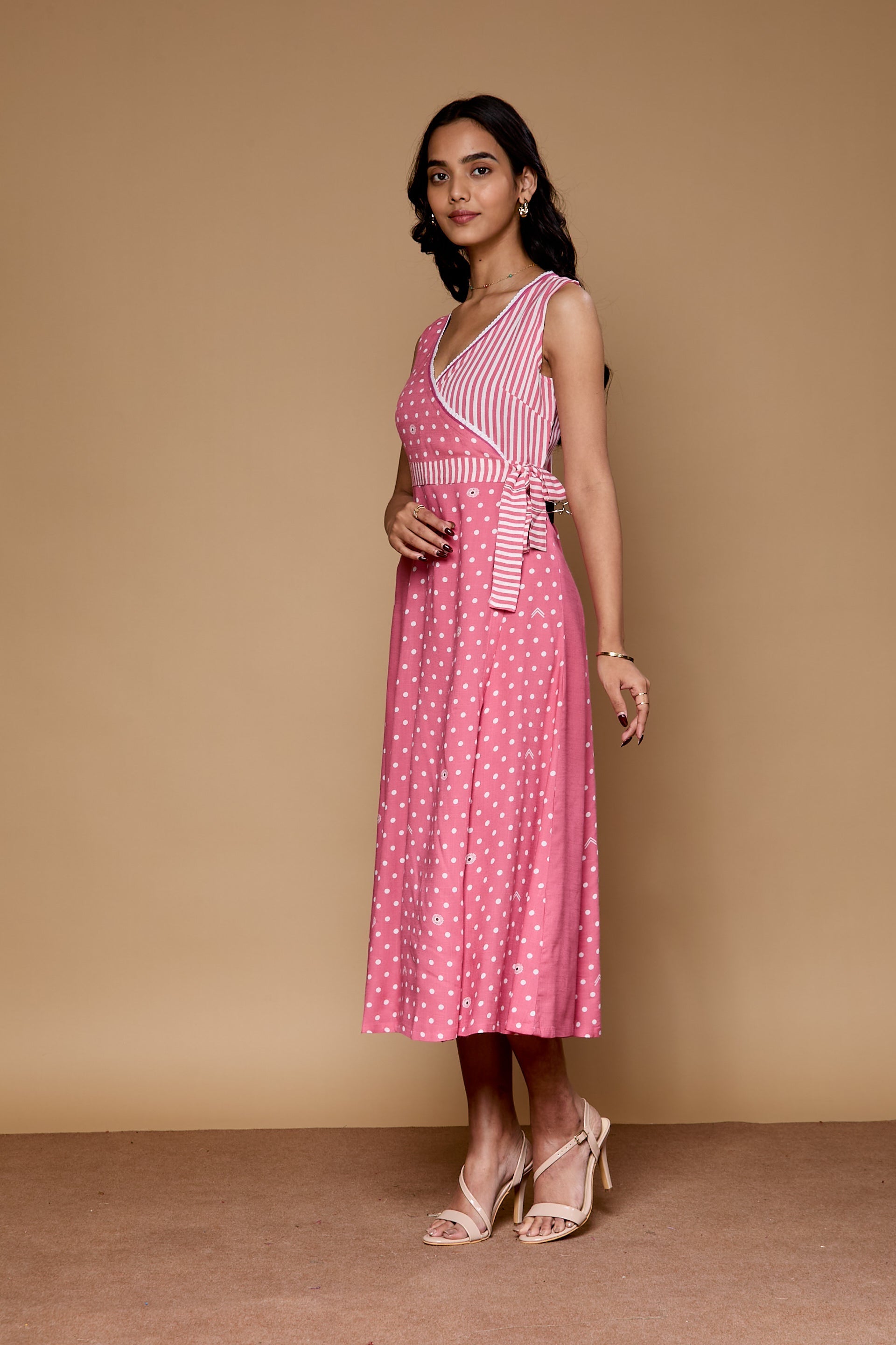 Women's Pink Casual Regular Fit Printed Dress