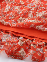 Women's Floral Print Puff Sleeve Chiffon A-Line Dress