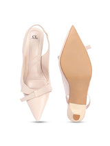 Women's Pointed Toe Bow Slingback Kitten Heel Sandal