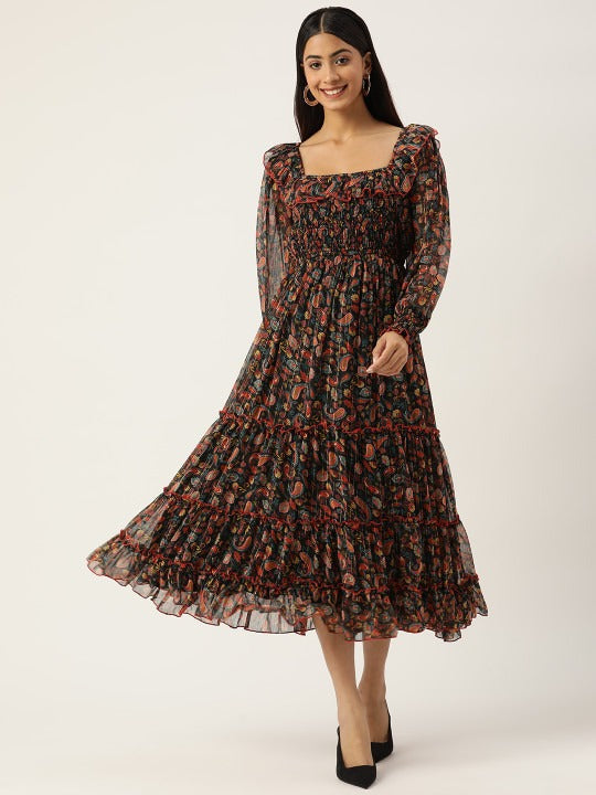 Women's Floral Smocked Tiered Dress