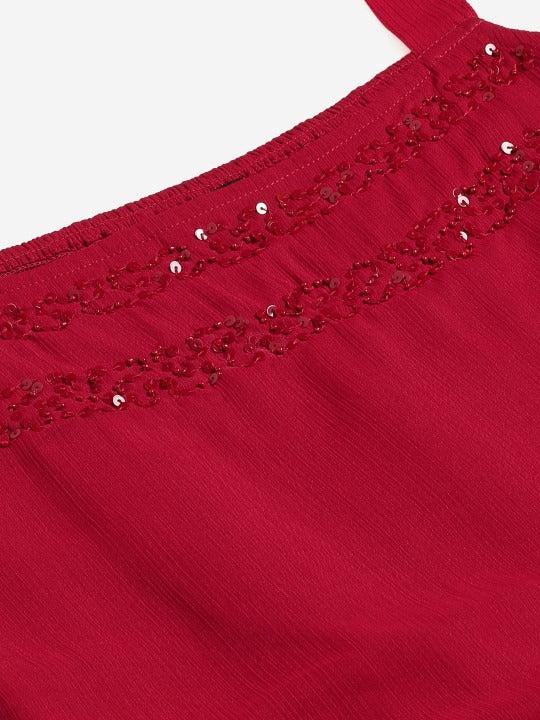 Women's Magenta Tiered Maxi Dress