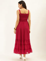 Women's Magenta Tiered Maxi Dress
