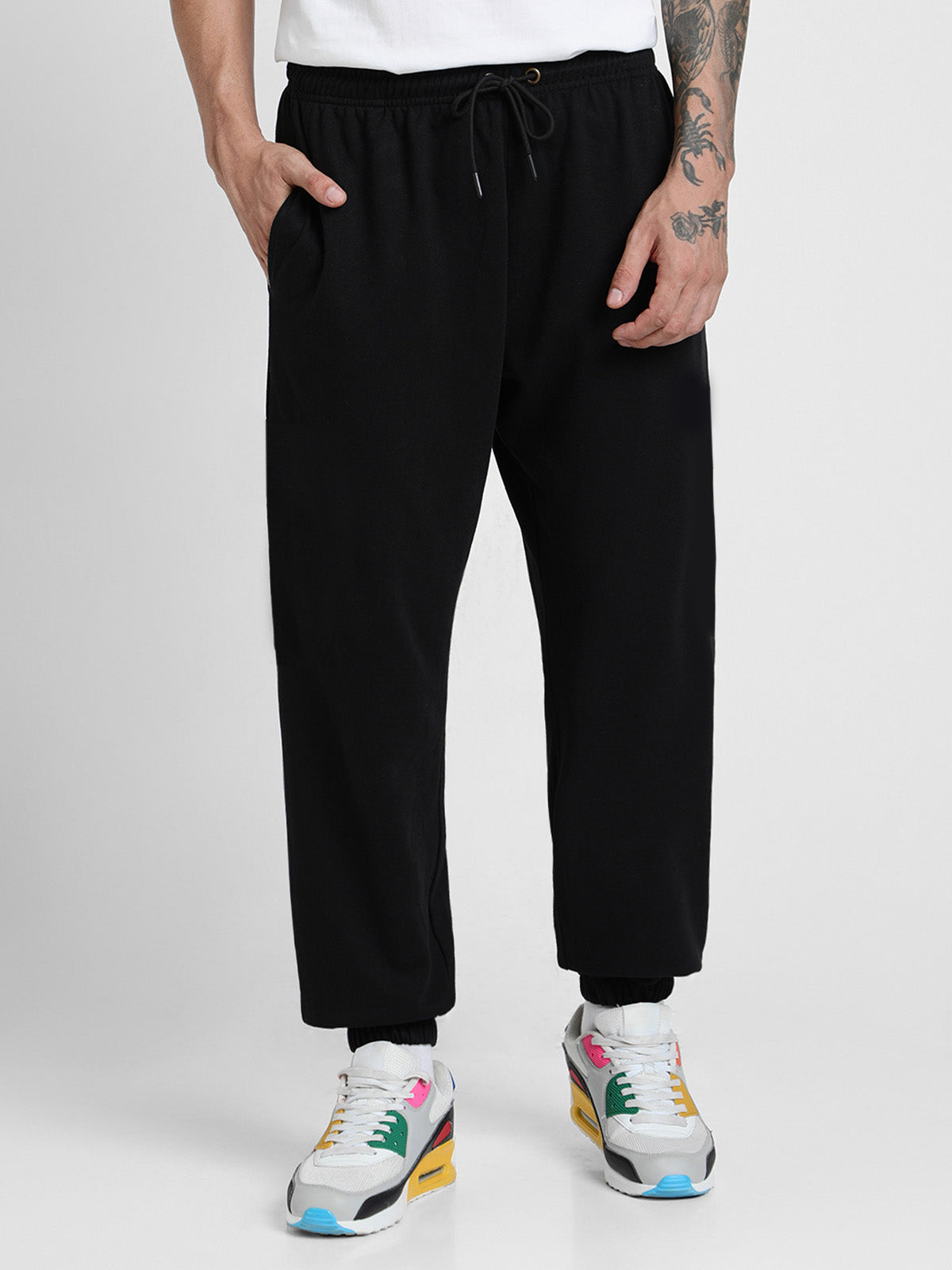 Men's Black Casual Baggy Fit Solid Jogger