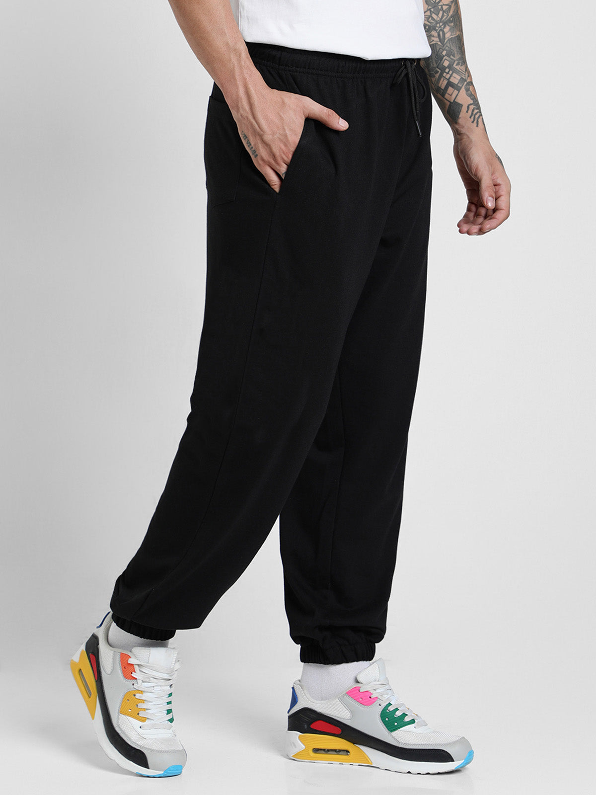 Men's Black Casual Baggy Fit Solid Jogger