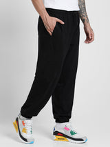 Men's Black Casual Baggy Fit Solid Jogger