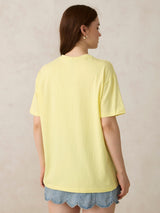 Women's Yellow Casual Oversized Fit Solid Tshirt