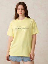 Women's Yellow Casual Oversized Fit Solid Tshirt