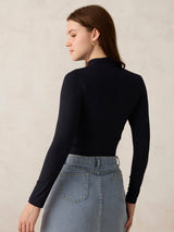 Women's Navy Party Slim Fit Solid Top