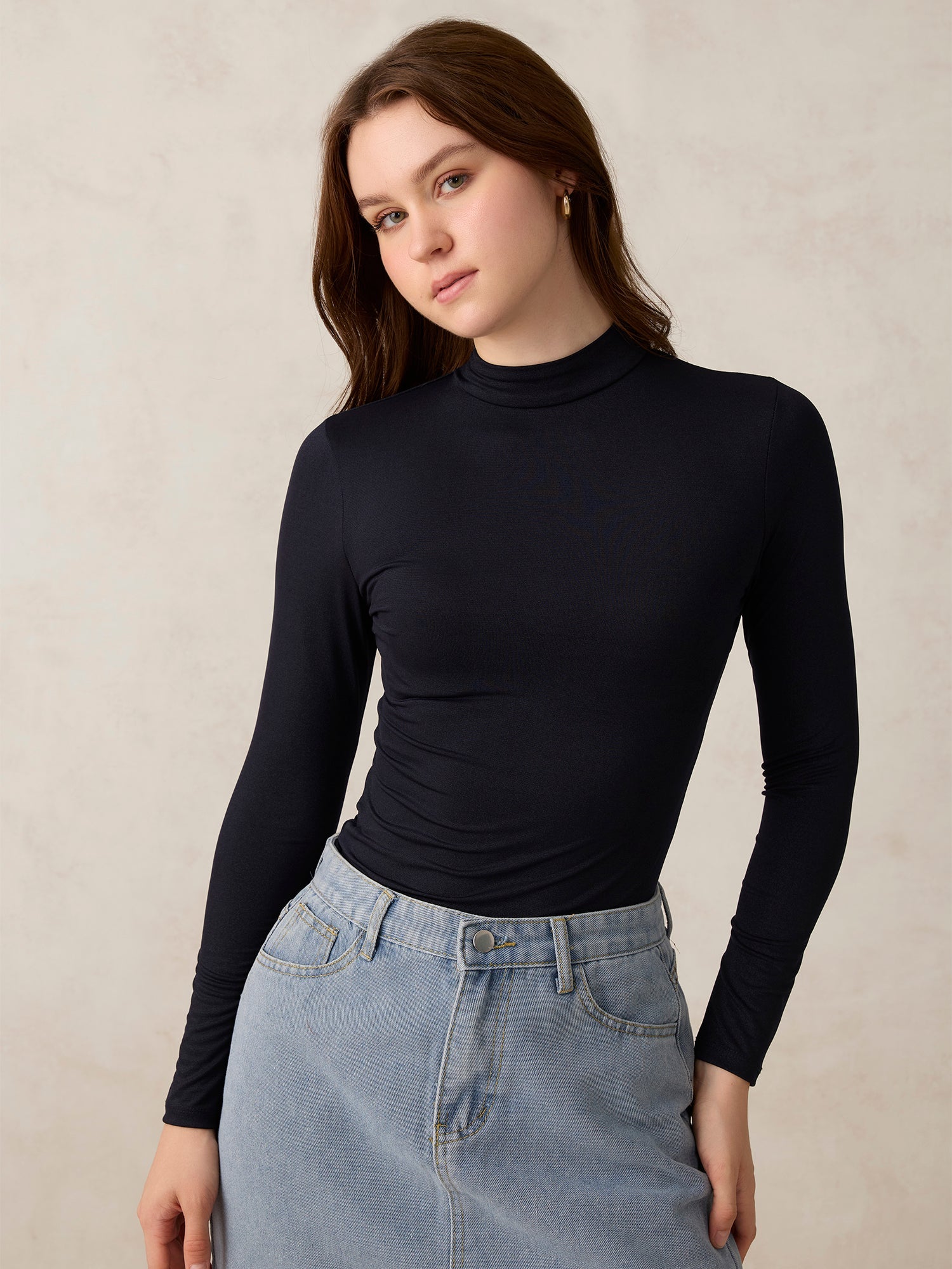 Women's Navy Party Slim Fit Solid Top