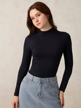 Women's Navy Party Slim Fit Solid Top