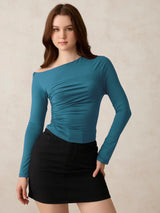 Women's Green Casual Slim Fit Solid Top
