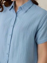 Women's Blue Party Relaxed Fit Solid Shirt