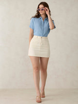 Women's Blue Party Relaxed Fit Solid Shirt
