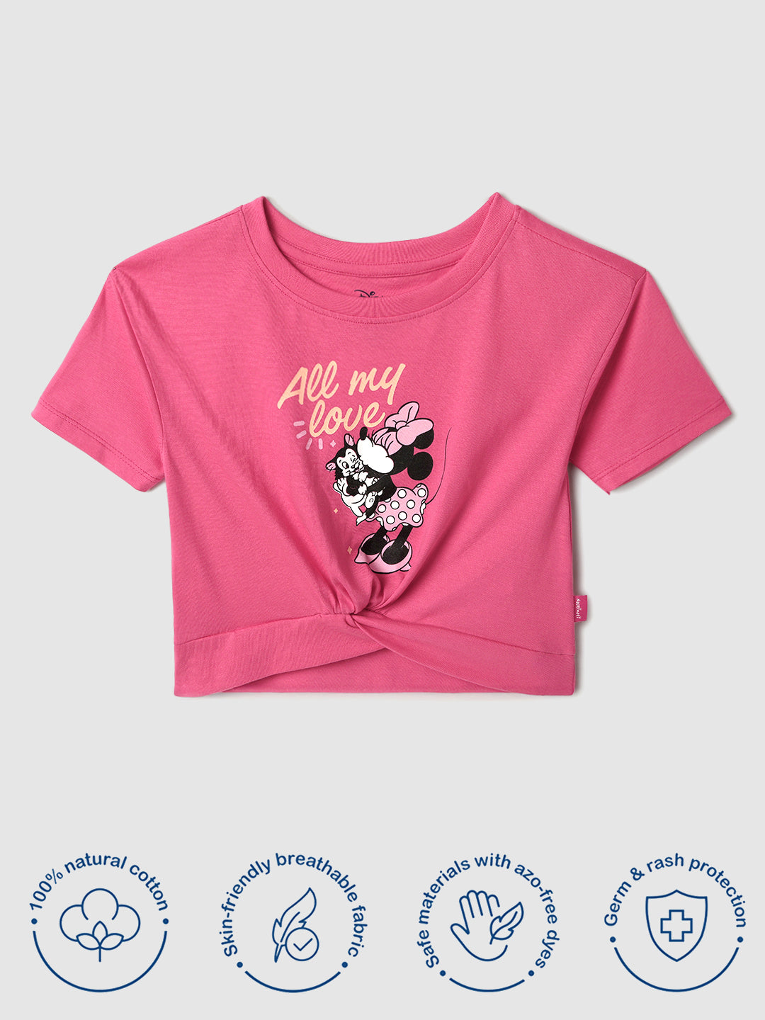 Girls Cotton Red Mickey Mouse Tshirt