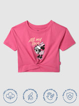 Girls Cotton Red Mickey Mouse Tshirt