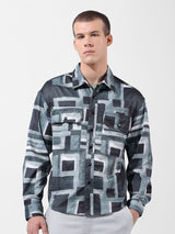 Men's Green Casual Printed Full Sleeves Shirt