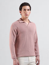 Men's Slim Fit Textured Polo Collar Tshirt