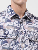 Men's Cream Casual Printed Full Sleeves Shirt
