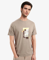 Men's Brown Casual Regular Fit Printed Half Sleeves Tshirt