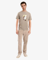 Men's Brown Casual Regular Fit Printed Half Sleeves Tshirt