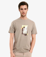 Men's Brown Casual Regular Fit Printed Half Sleeves Tshirt