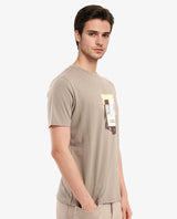 Men's Brown Casual Regular Fit Printed Half Sleeves Tshirt