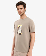 Men's Brown Casual Regular Fit Printed Half Sleeves Tshirt