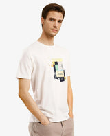 Men's White Casual Regular Fit Printed Half Sleeves Tshirt