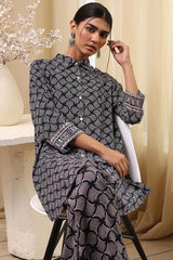 Women's Black Festive Three Quarter Sleeves Co-ords Set