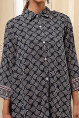 Women's Black Festive Three Quarter Sleeves Co-ords Set