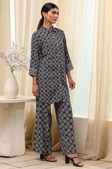 Women's Black Festive Three Quarter Sleeves Co-ords Set