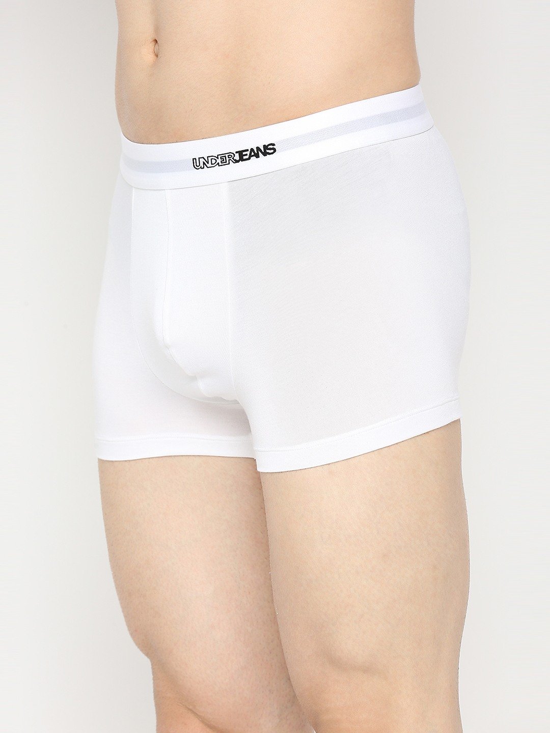 Men's White Mid-Rise Solid Trunk