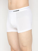 Men's White Mid-Rise Solid Trunk