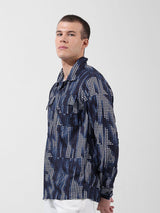 Men's Black Casual Printed Full Sleeves Shirt