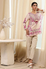 Women's Pink Festive Three Quarter Sleeves Kurti