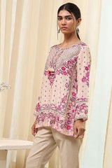 Women's Pink Festive Three Quarter Sleeves Kurti